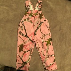 3t pink hunting print overalls from bass pro shop
